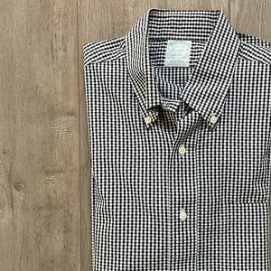 Brooks Brothers Black and White Checker Button-Down Collar Dress Shirt